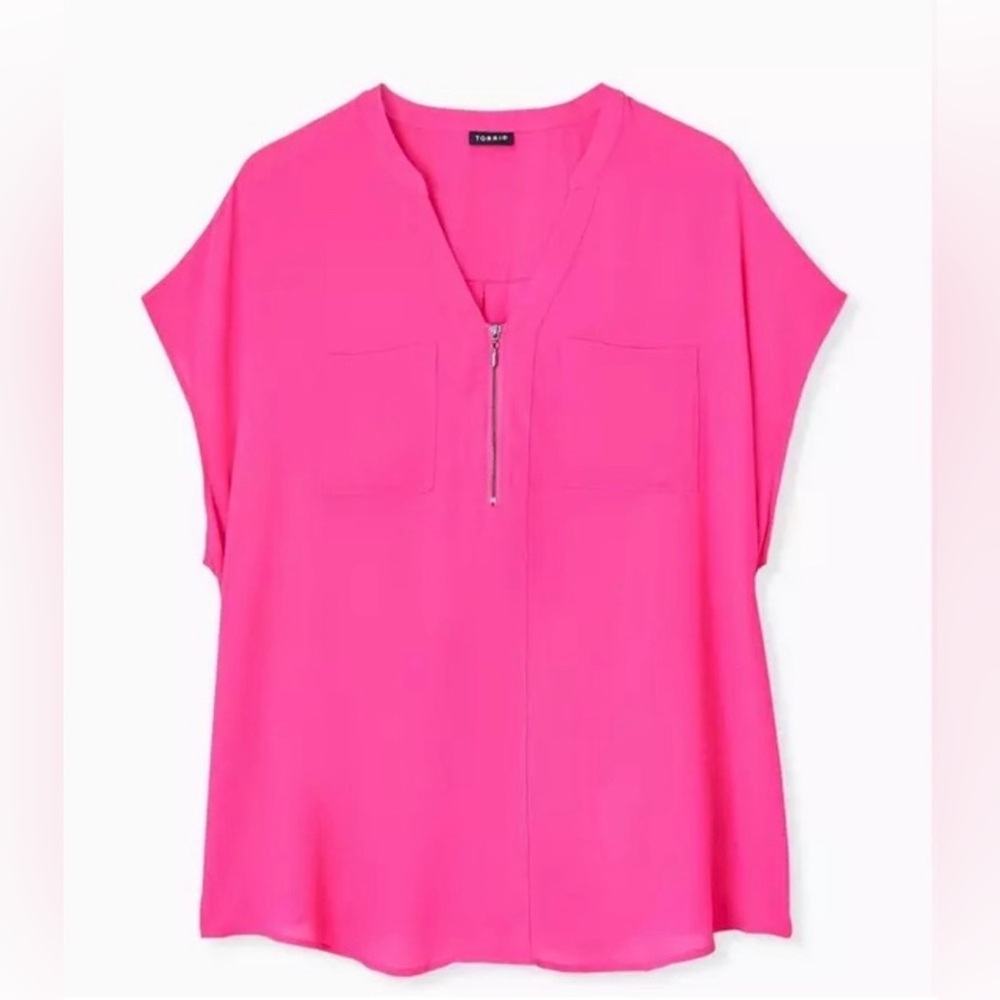 Torrid Size 2 Women's Hot Pink Zip Front Blouse